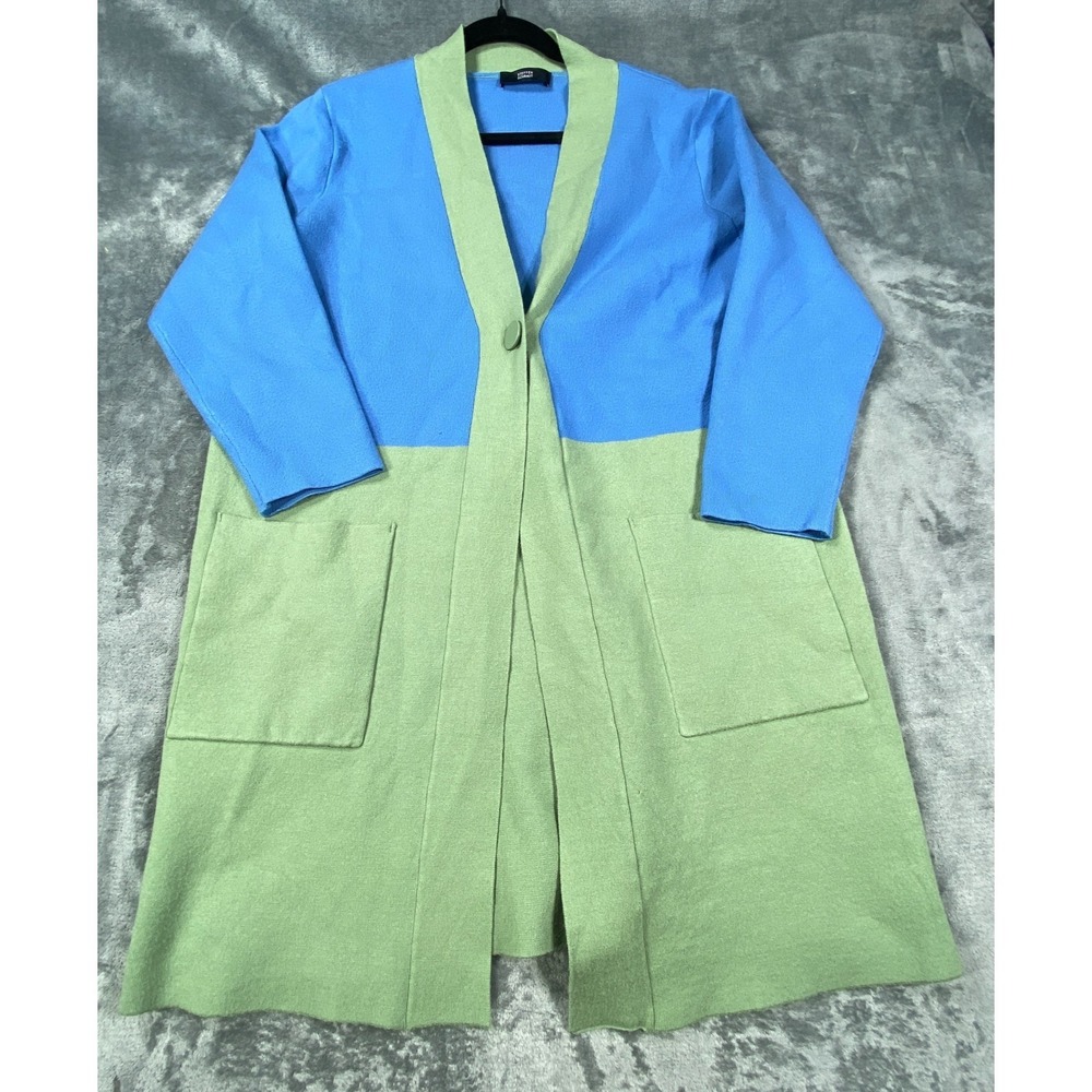 Vintage Steffen Schraut Cardigan Womens Knit Pocket Long Sweater Coat Colorblock